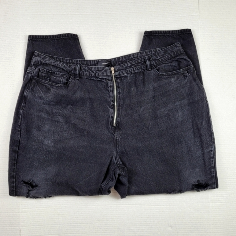 FOREVER 21+ BLACK DENIM JEANS DISTRESSED  COTTON PLUS SIZE 18